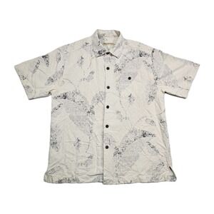 Tommy Bahama Hawaiian 100% Silk Shirt Mens M Banana Leaf Coconut Buttons Light